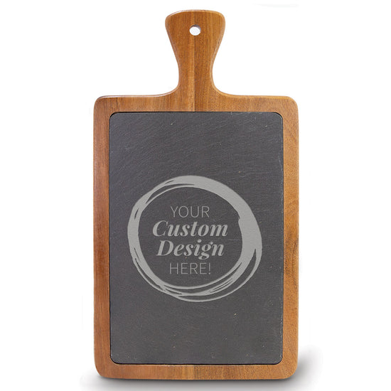 Custom Slate and Acacia Wood Paddle Cutting Board