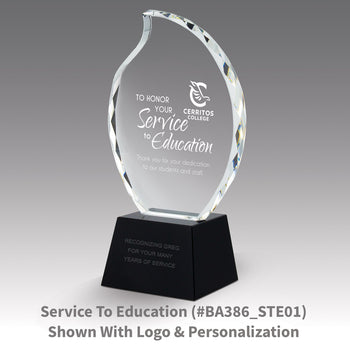 Faceted Flame Award with Crystal Base