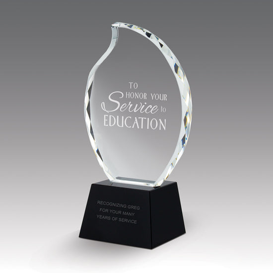 Faceted Flame Award with Crystal Base