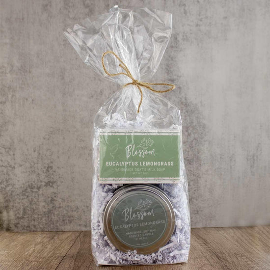 eucalyptus lemongrass scented candle and soap gift set