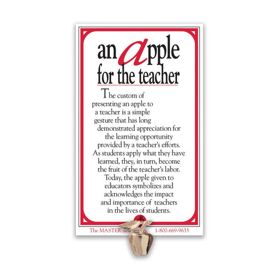 golden apple lapen pin with apple for the teacher message card
