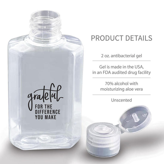 grateful for the difference you make hand sanitizer with product details