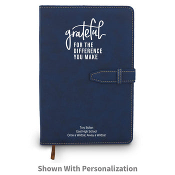 blue grateful for the difference you make journal with personalization