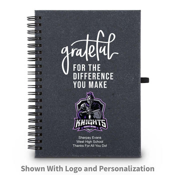 grateful for the difference you make spiral journal with custom logo and personalization