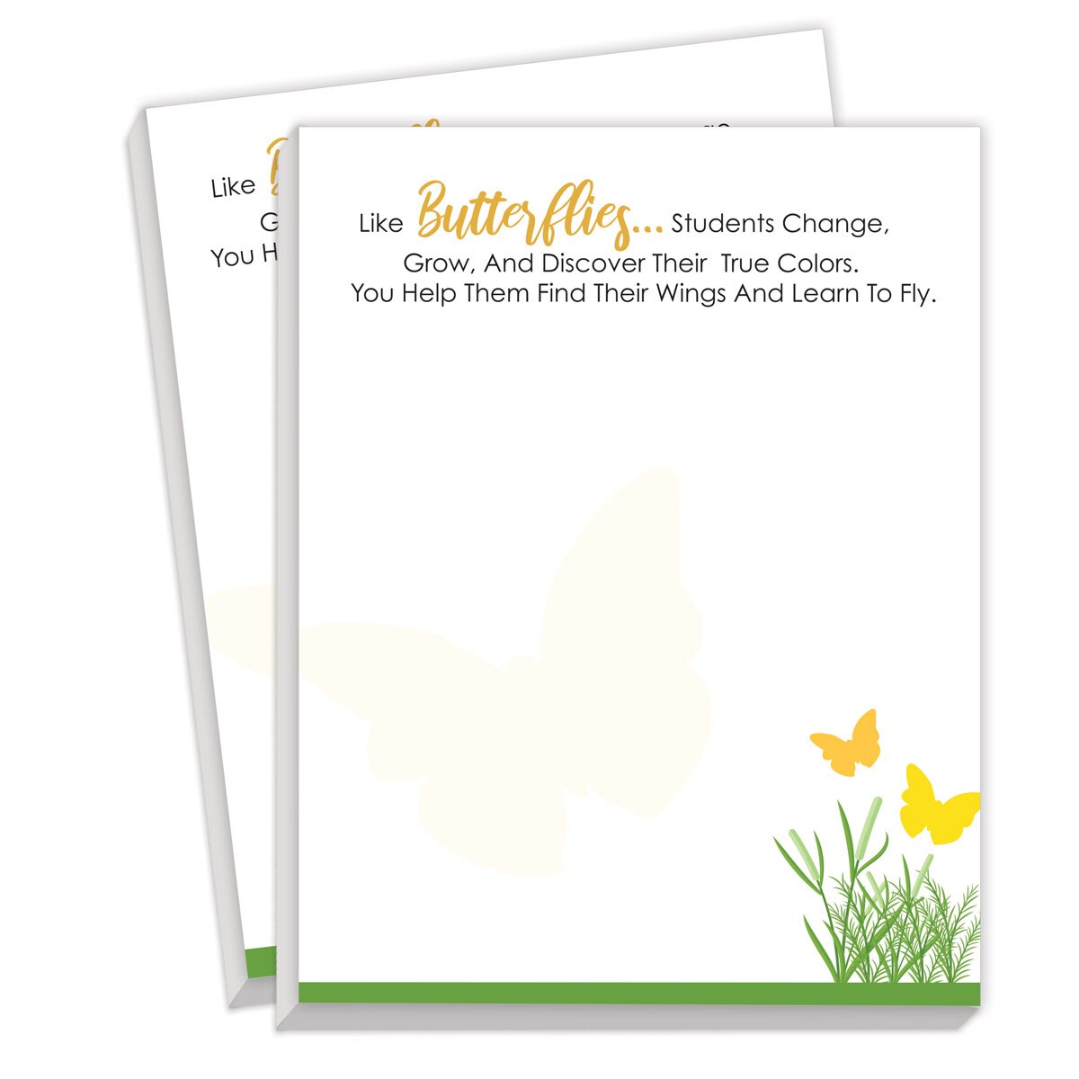 Notepads For Teachers Featuring The Saying Helping Students Find Their Wings. 2 Pads. 75 Sheets Per Pad.