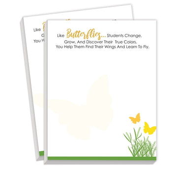 Notepads For Teachers Featuring The Saying Helping Students Find Their Wings. 2 Pads. 75 Sheets Per Pad.