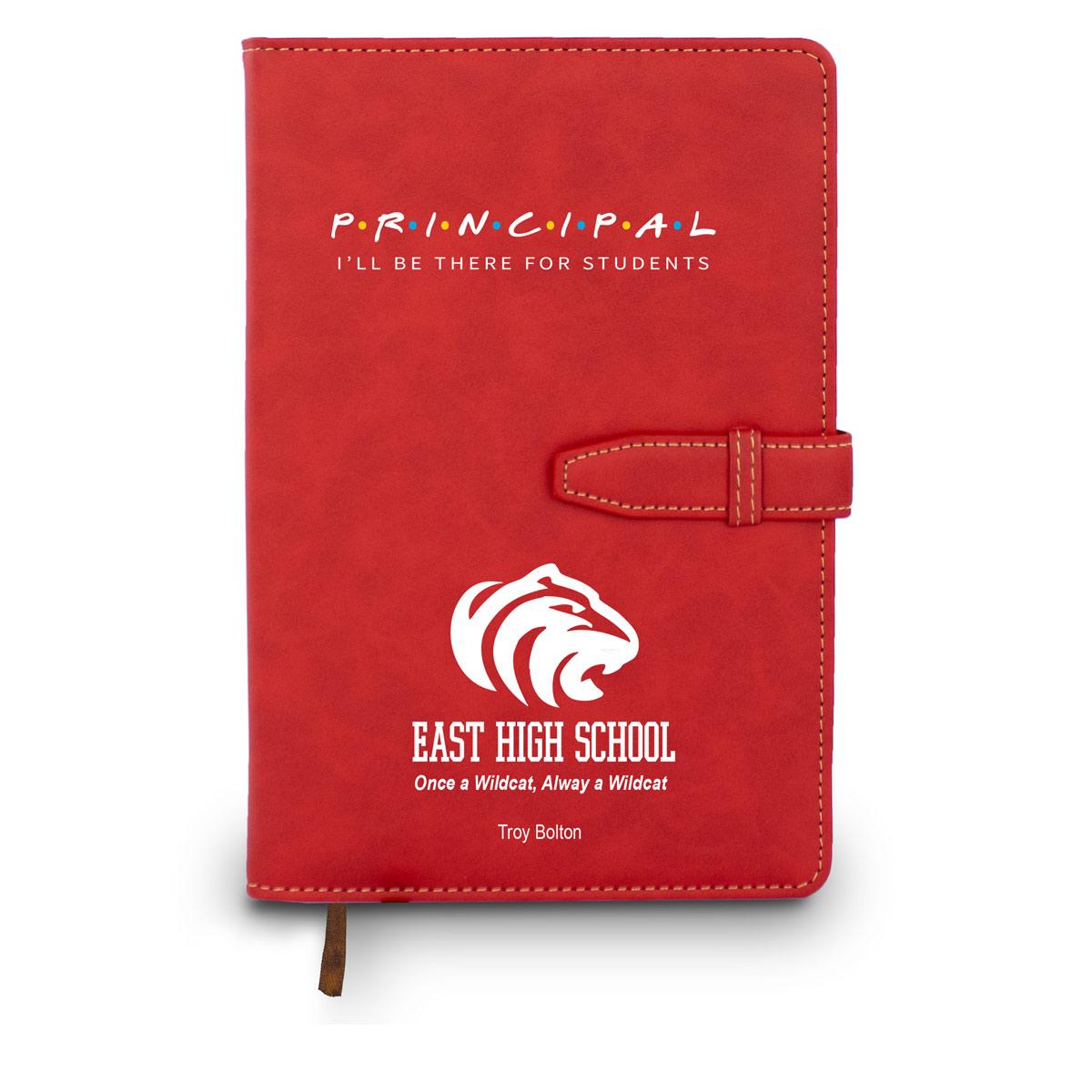 blue i'll be there for students hardbound journal with custom logo and personalization