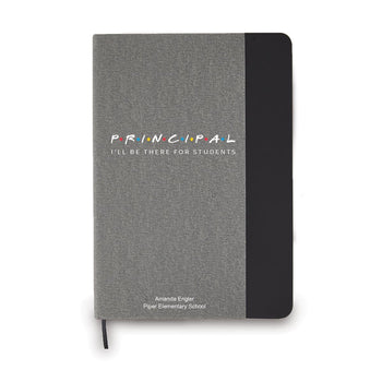 heather gray journal with black accents and princial message and personalization