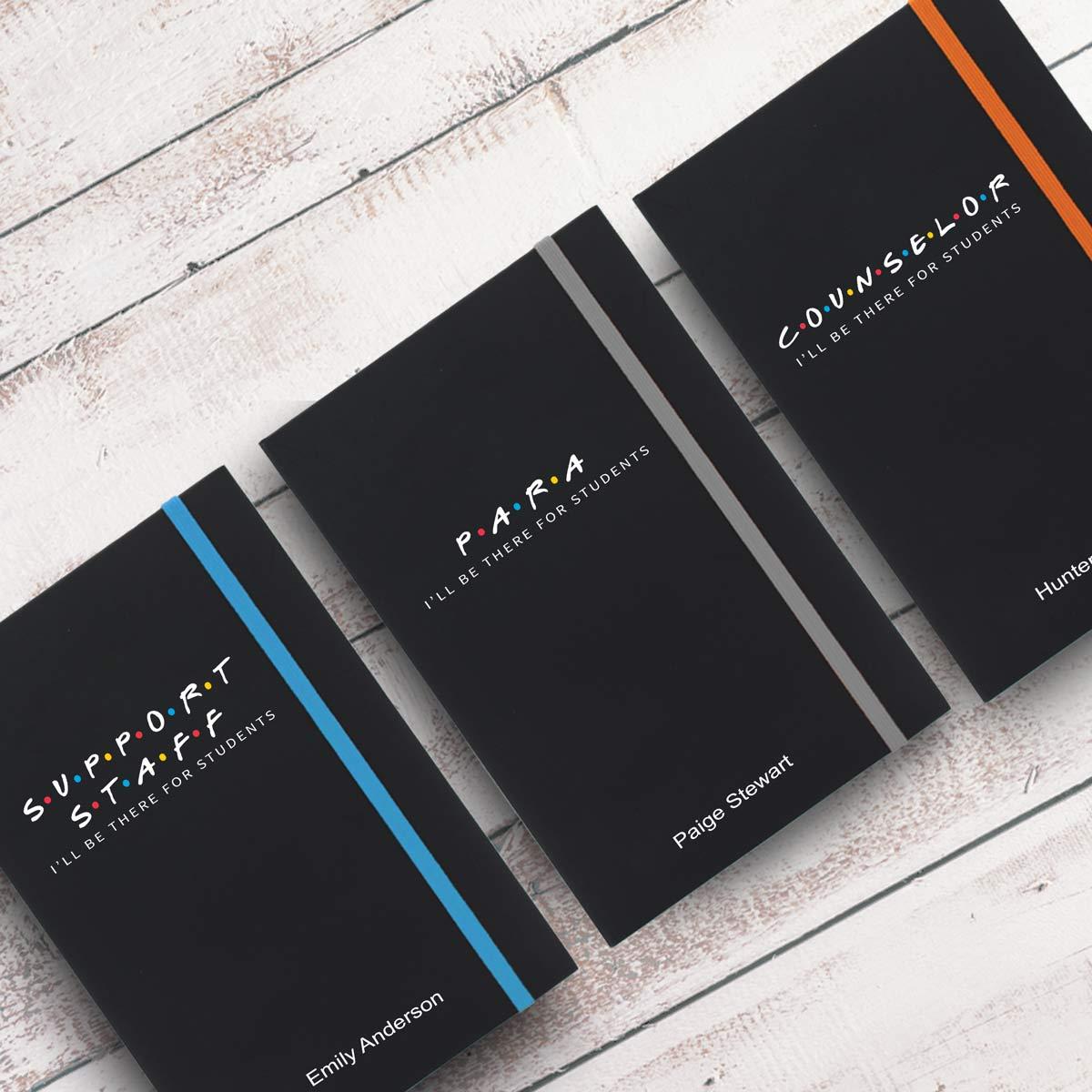 i'll be there for students black journals with multiple accent colors and personalization
