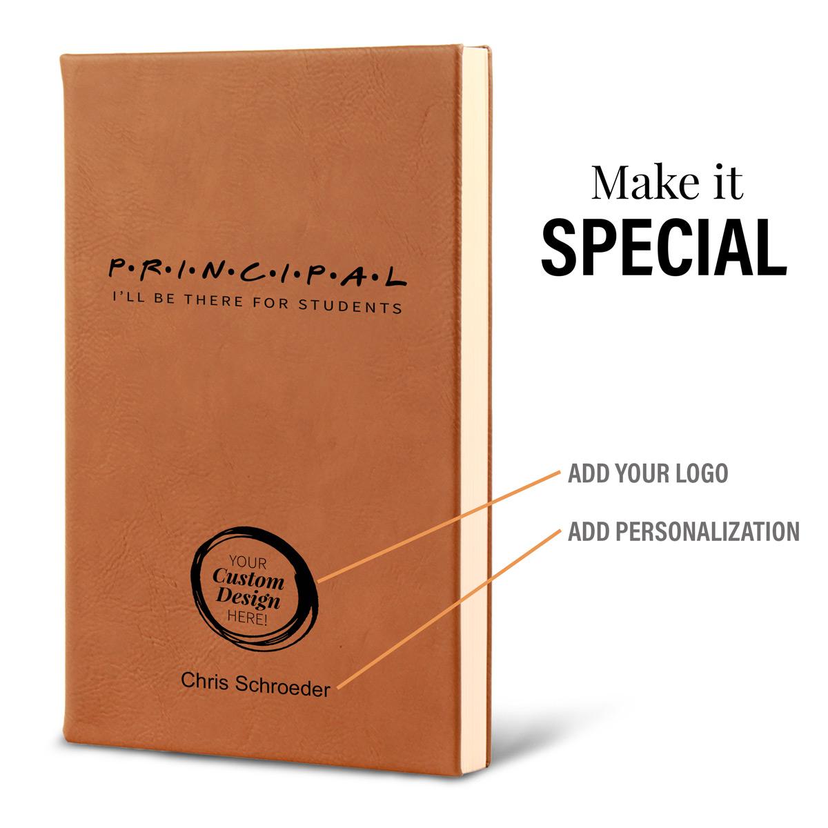 i'll be there for students textured hardbound journals with add your logo and personalization