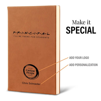 i'll be there for students textured hardbound journals with add your logo and personalization