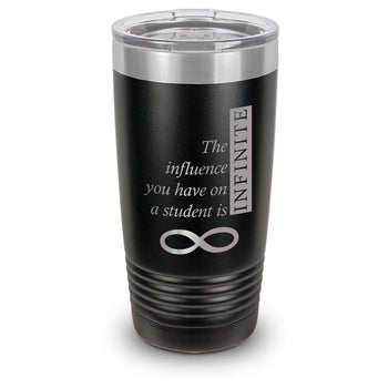 black stainless steel tumblers with infinity message