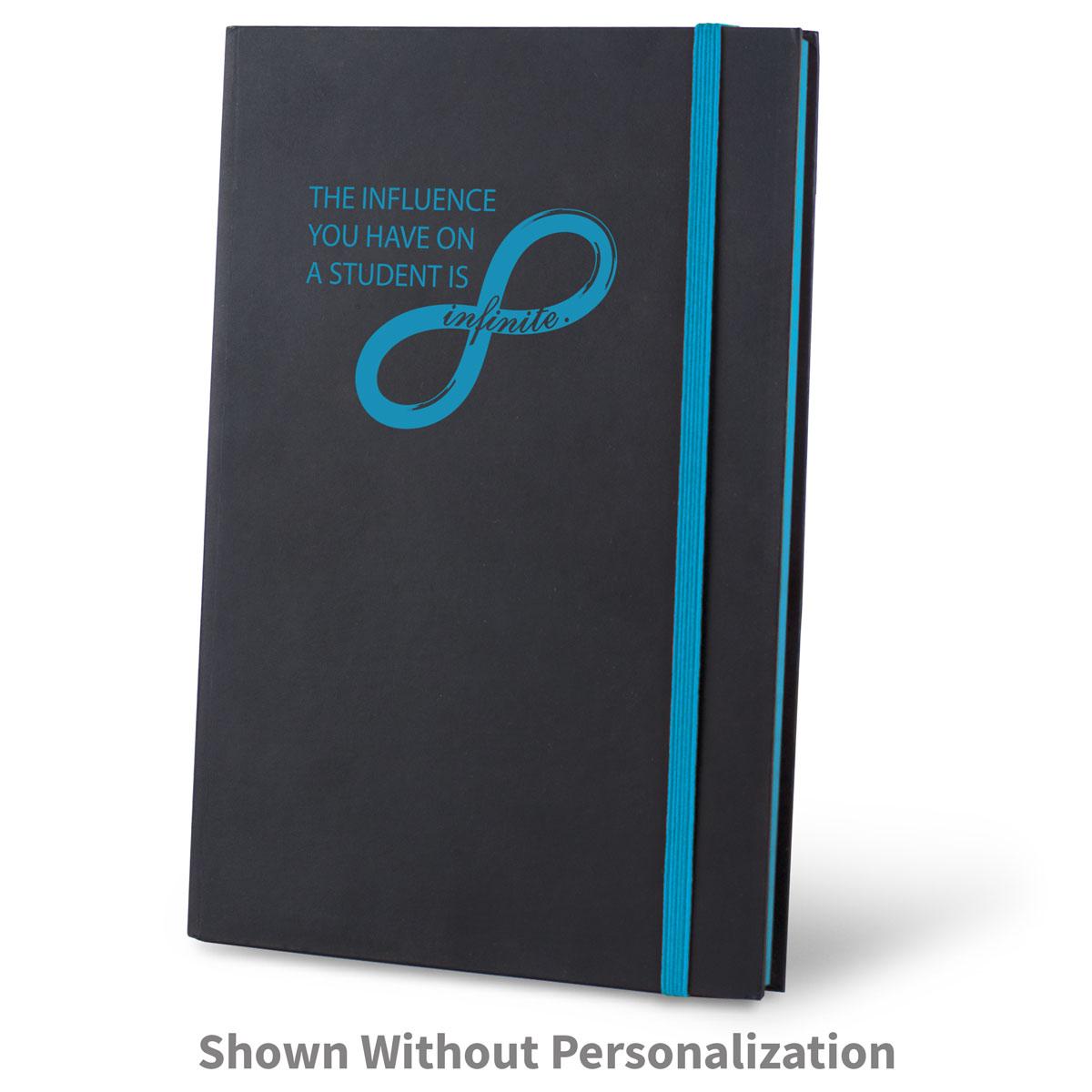 infinity black journal with blue accents