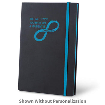 infinity black journal with blue accents