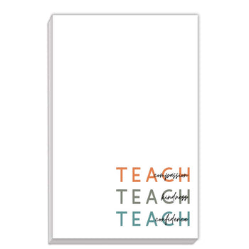 Large notepad featuring the message teach compassion, teach kindness, teach confidence. 80 sheets of paper.