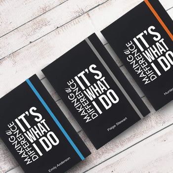making a difference black journals with multiple accent colors and personalization