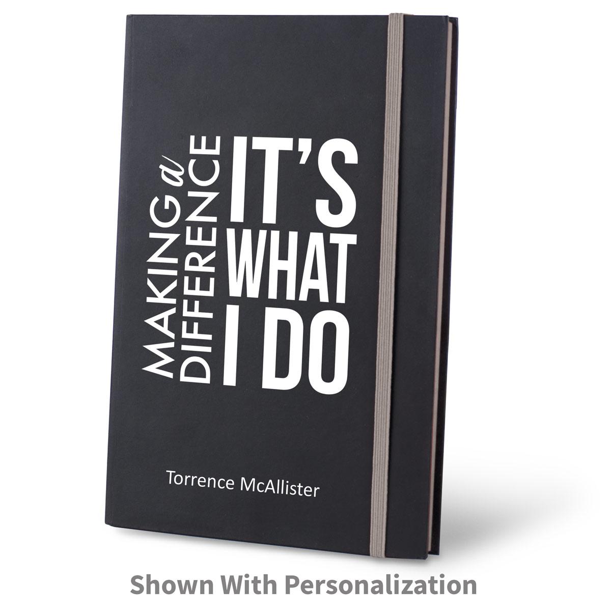 making a difference black journal with gray accents and personalization