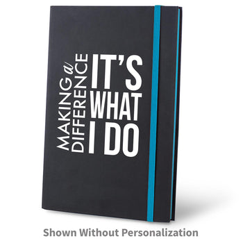 making a difference black journal with blue accents