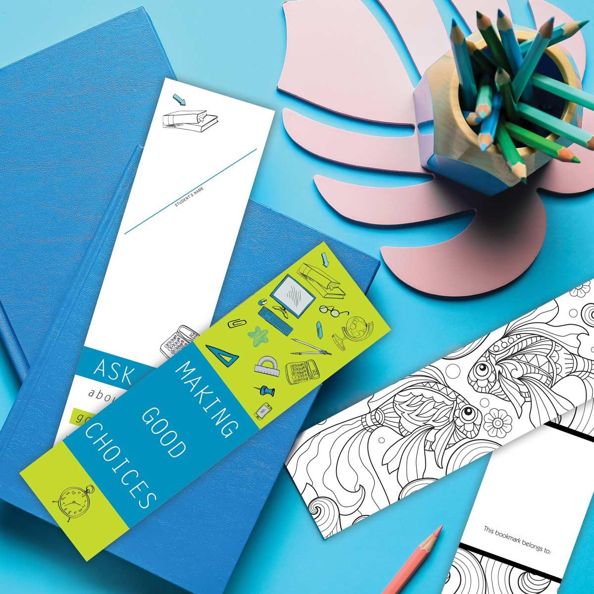 making a good choices bookmark laying on a desk