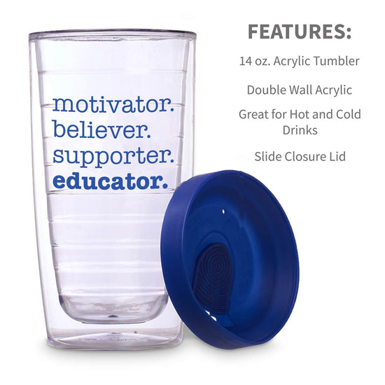 features for motivator believer supporter educator double wall acrylic tumbler