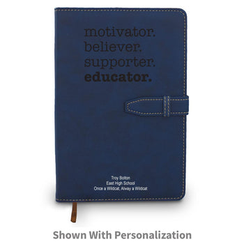 blue motivator believer supporter educator hardbound journal with personalization