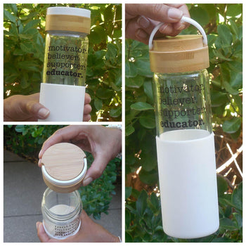 reusable water bottle with motivator believer supporter educator
