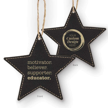 motivator believer supporter educator black ornament with logo option on back