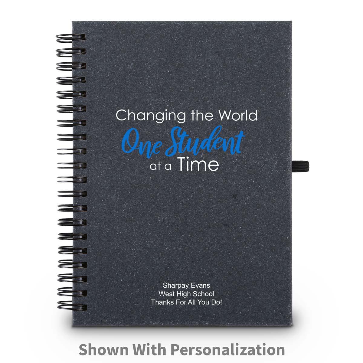 changing the world one student at a time spiral journal with personalization