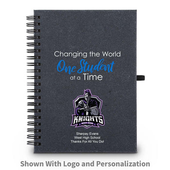 changing the world one student at a time spiral journal with custom logo and personalization