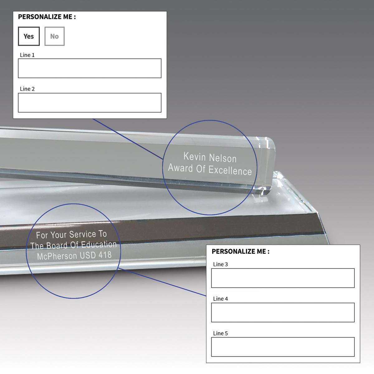 engraving options for crystal gavel base award