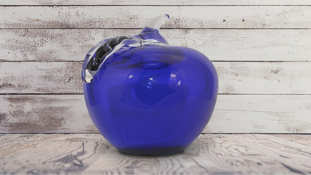Handblown Glass Apple With Leaf
