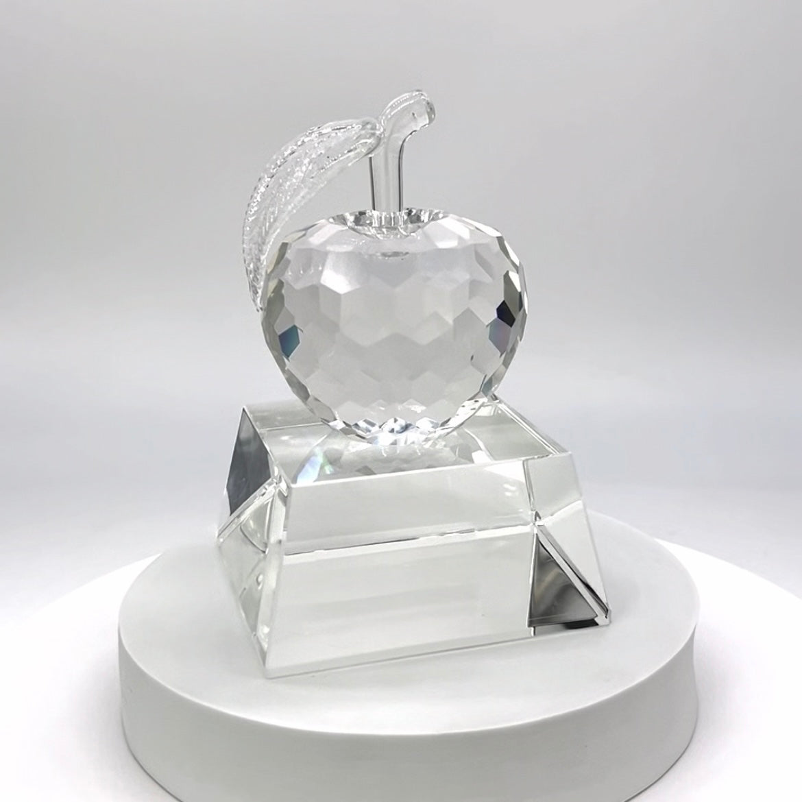 Faceted Crystal Apple w/ Base