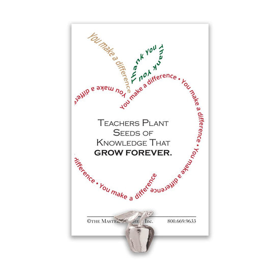 Silver Apple Seeds of Knowledge Lapel Pin Teacher Gift