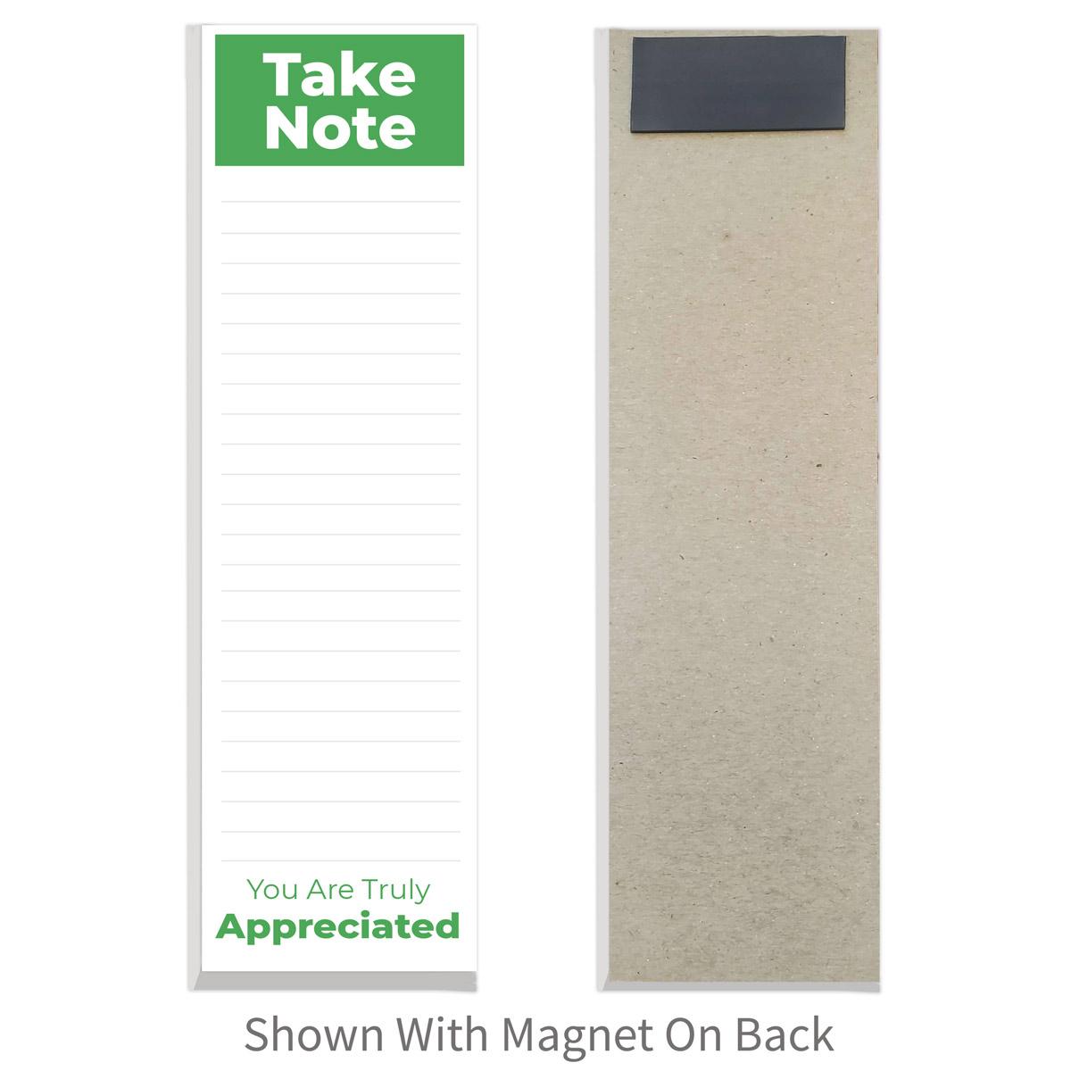 take note you are truly appreciated slim notepad with magnet