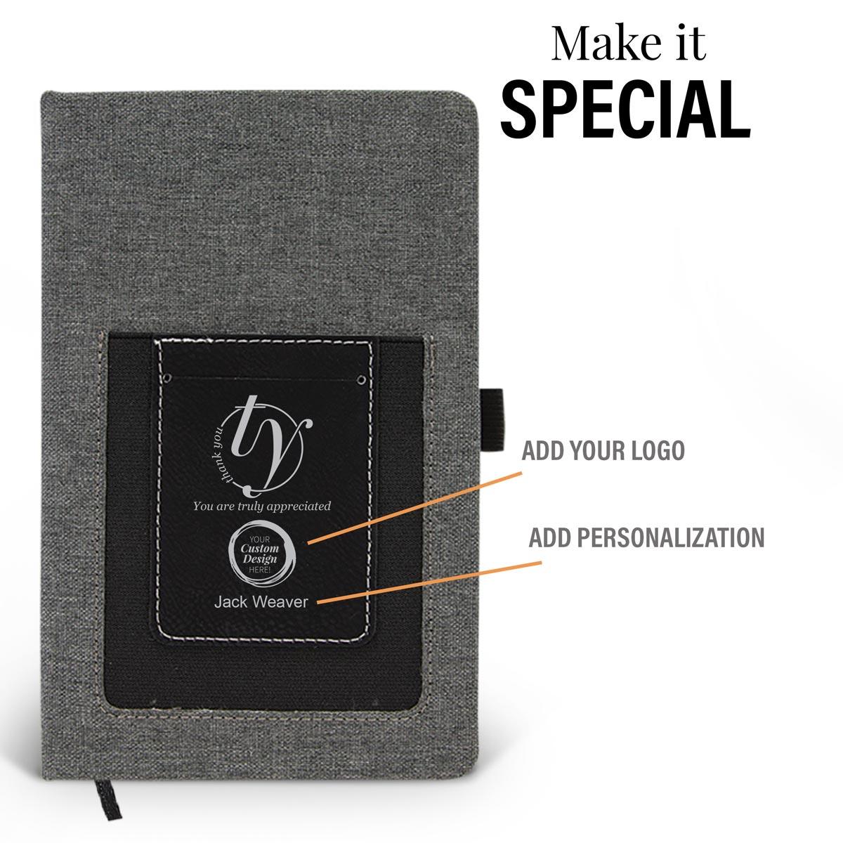 thank you pocket canvas journal with add your logo and personalization