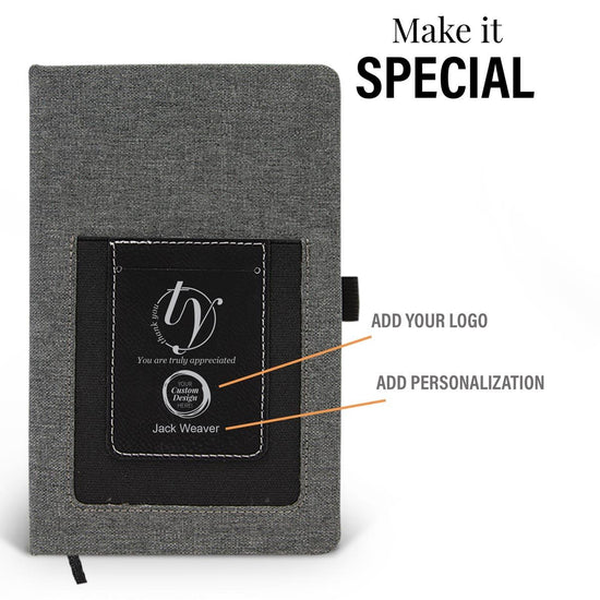 thank you pocket canvas journal with add your logo and personalization