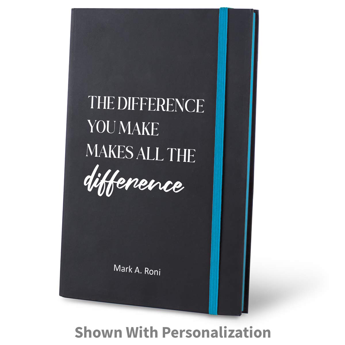 the difference you make black journal with blue accents and personalization