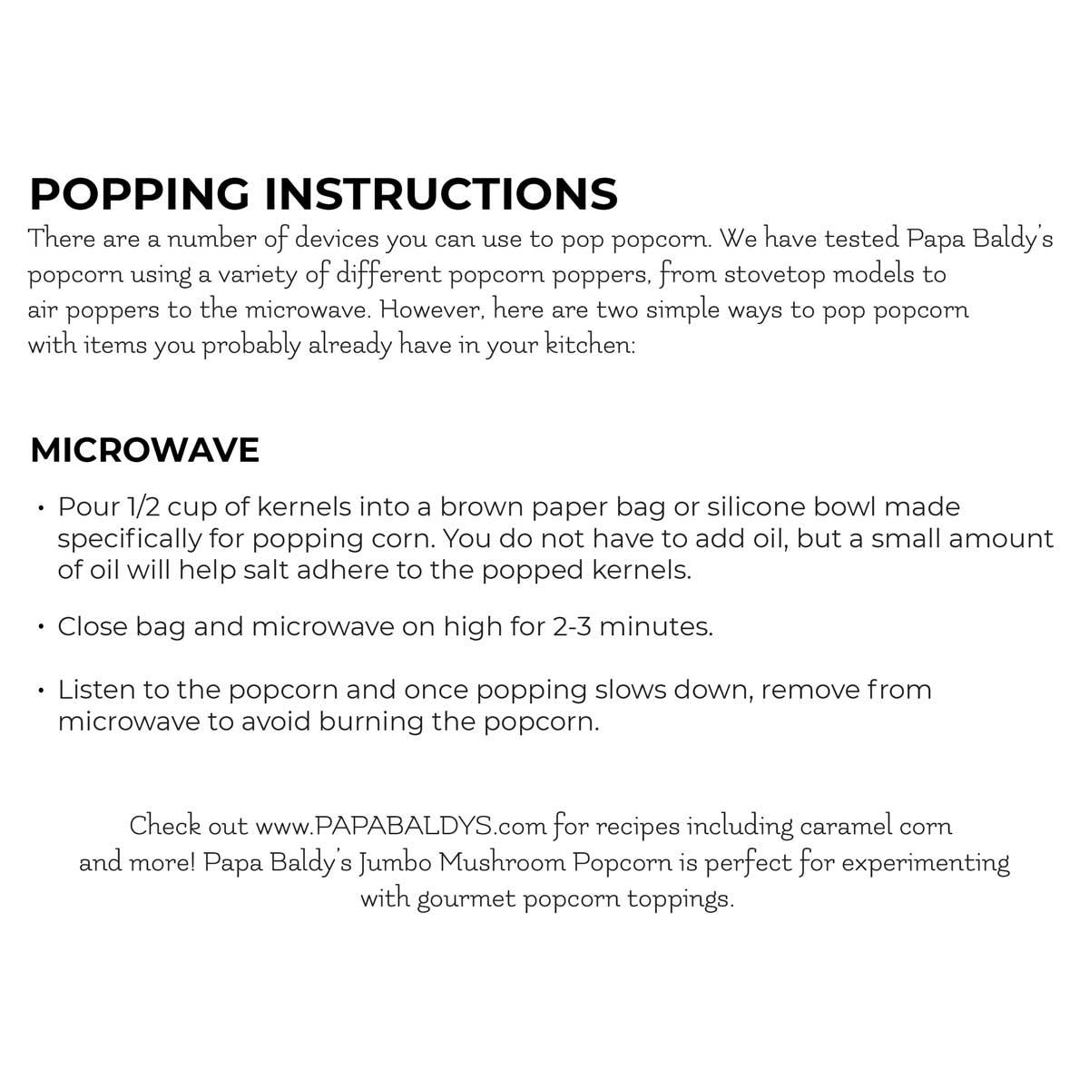 instruction for popping popcorn