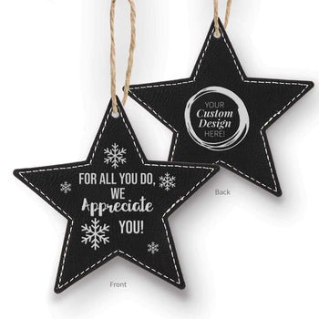 we appreciate you black ornament with logo option on back