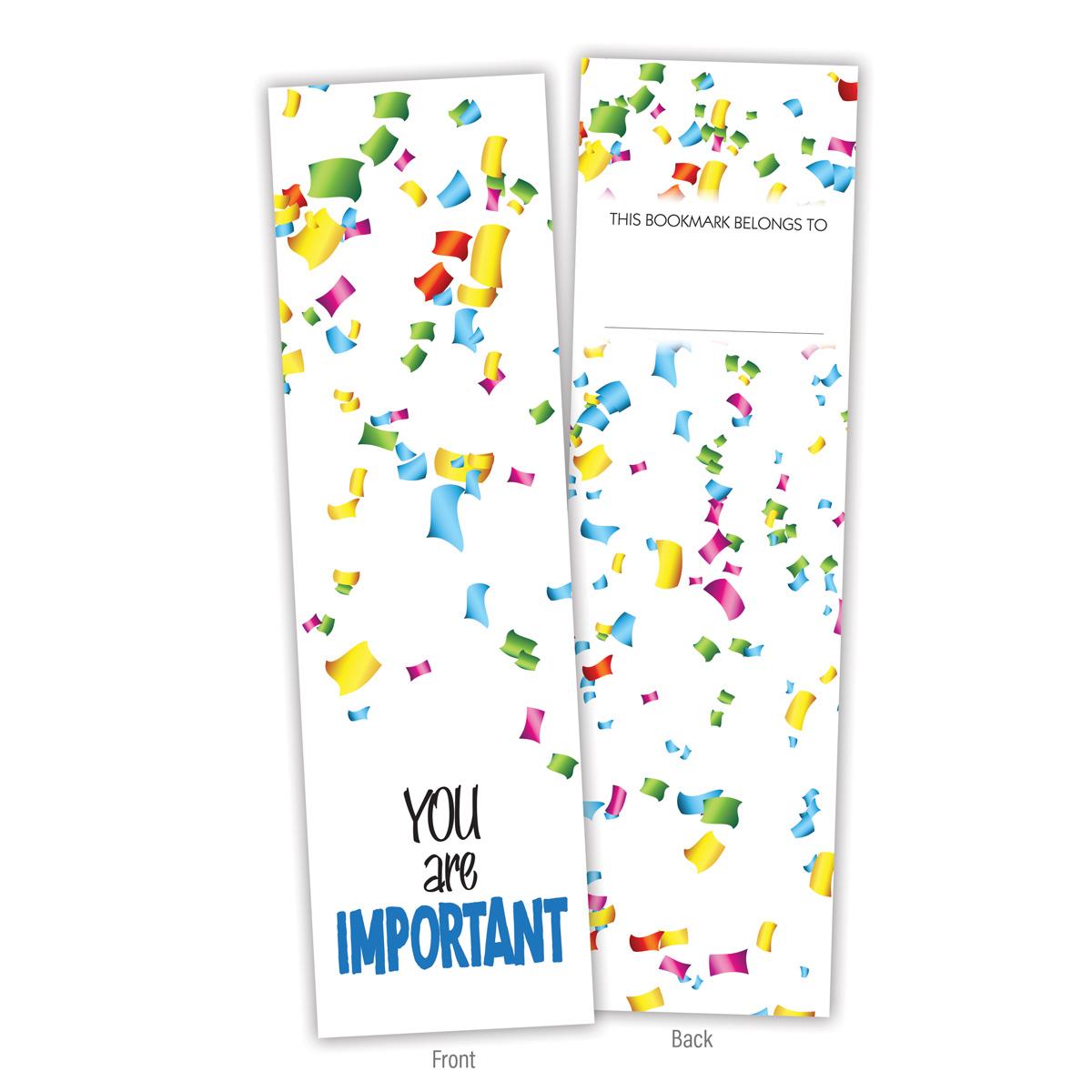 front and back of a you are important bookmark
