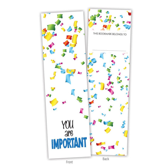 front and back of a you are important bookmark