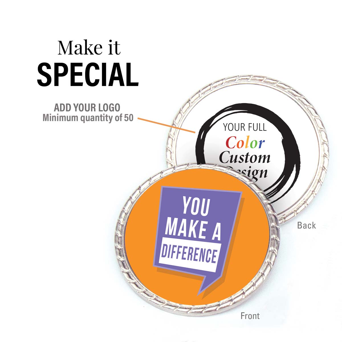 you make a difference kudo coin with add you logo