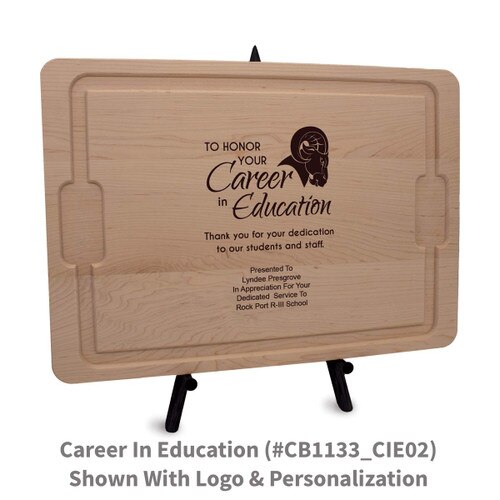 12x17 maple rectangle cutting board with career in education message