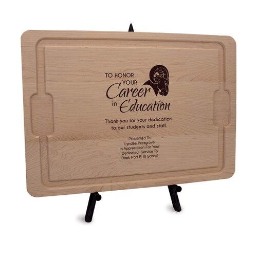 12x17 maple rectangle cutting board with career in education message