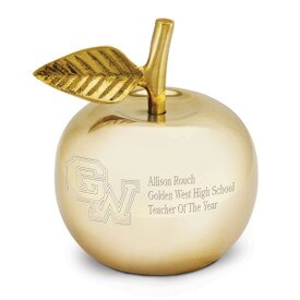 brass apple bell with personalization and logo