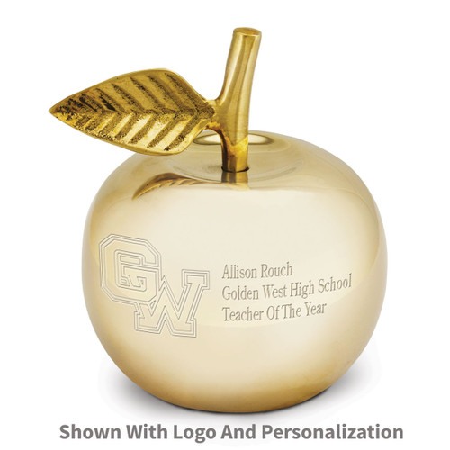 brass apple bell with personalization and logo