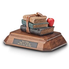 base award with painted resin books honoring a career in teaching