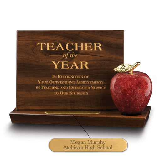 teacher of the year base award with personalized plate