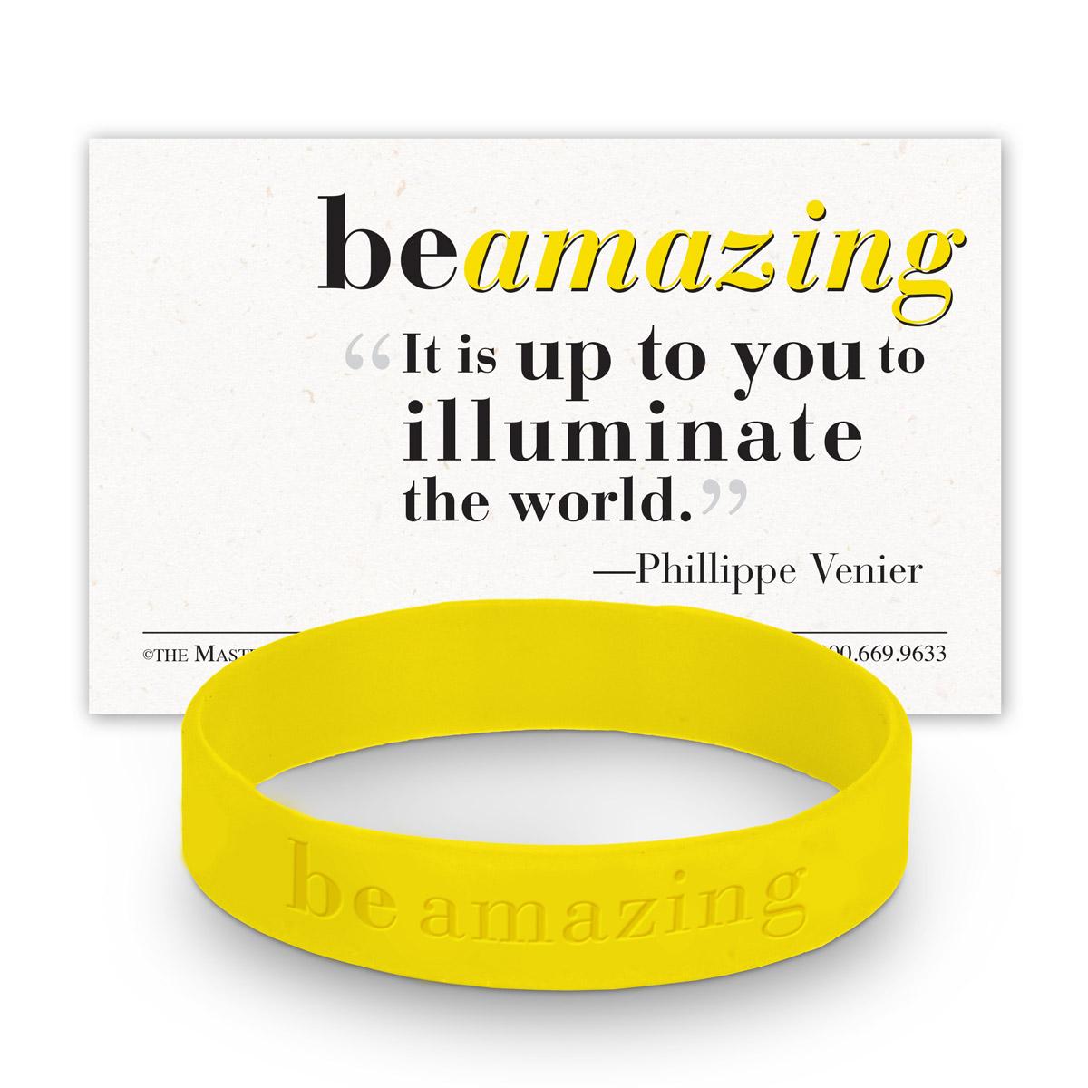 be amazing yellow silicone wristband and message card