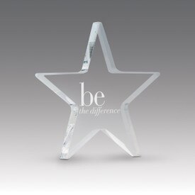 acrylic star paperweight with be the difference message